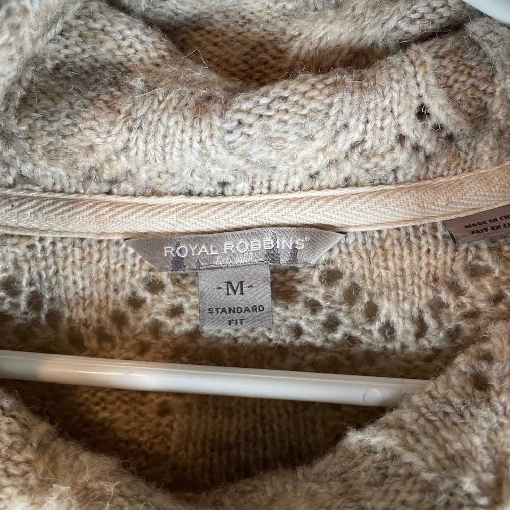 Royal Robbins Sierra Oatmeal Open Knit Cowl Neck Sweater - Picture 3 of 7